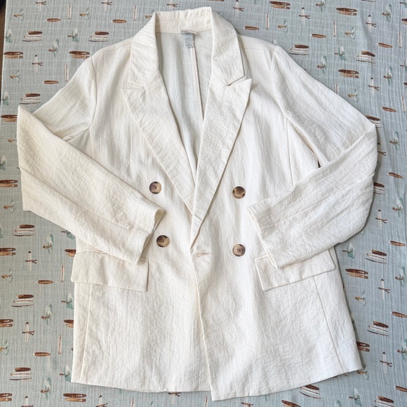 a new day Jackets & Blazers - Women’s Double-Breasted Cream Lightweight Blazer